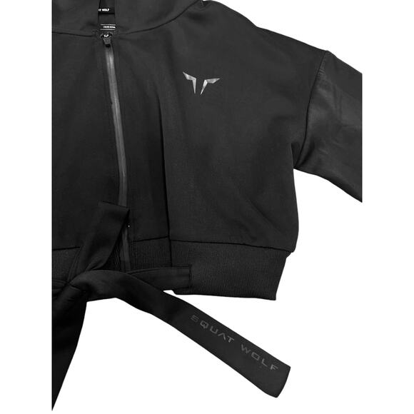 Squat Wolf NWOT DO-KNOT HOODIE ONYX Black Size Small Full Zip Cropped Hoodie - Picture 4 of 12